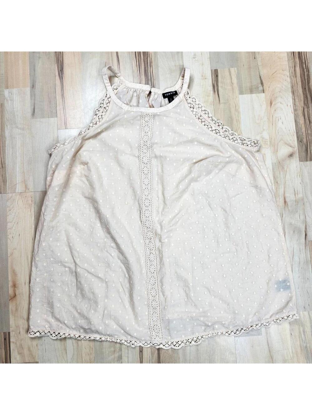 Torrid Cream Lace Trimmed Tank Top Lightweight Size 0